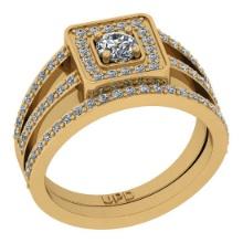 0.81 Ctw SI2/I1 Gia Certified Center Diamond 14K Yellow Gold Engagement Set Ring