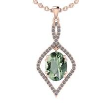 23.80 Ctw I2/I3 Green Amethyst And Diamond 10K Rose Gold Pendant