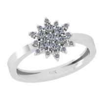 0.30 Ctw SI2/I1 Diamond 14K White Gold Cluster Ring