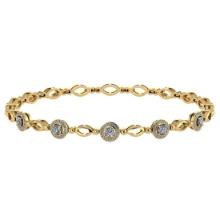 Certified 0.85 Ctw Diamond VS/SI1 Bracelet 14K Yellow Gold Made In USA