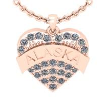 0.34 Ctw SI2/I1 Diamond 14K Rose Gold Express your Country/ state love ALASKA Necklace