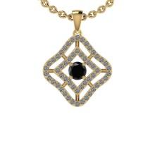 1.60 Ctw i2/i3 Treated Fancy Black And White Dimaond 14K Yellow Gold Pendant