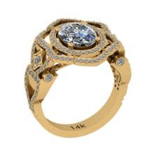 2.80 Ctw SI2/I1 Diamond 14K Yellow Gold Bridal Wedding Halo Ring