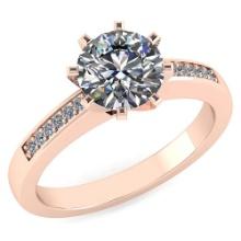 Certified .90 CTW Round Diamond 14K Rose Gold Ring