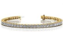 CERTIFIED 14K YELLOW GOLD 11 CTW G-H SI2/I1 CLASSIC FOUR PRONG DIAMOND TENNIS BRACELET MADE IN USA