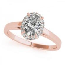 CERTIFIED 14KT ROSE GOLD .95 CTW J-K/VS-SI1 DIAMOND HALO ENGAGEMENT RING