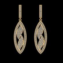 3.52 Ctw VS/SI1 Diamond 14K Yellow Gold Dangling Earrings