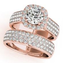 Certified 2.00 Ctw SI2/I1 Diamond 14K Rose Gold Bridal Wedding Set Ring