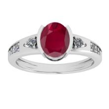 2.80 Ctw VS/SI1 Ruby And Diamond 14K White Gold Cocktail Ring