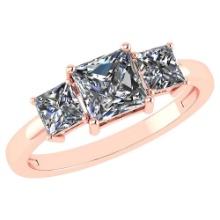 1.26 Ctw Princess Cut Diamond 14k Rose Gold Simple Ring