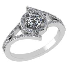 0.73 Ctw Diamond 14k White Gold Halo Ring