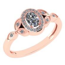 Certitifed 0.84 Ctw Diamond 14k Rose Gold Halo Ring