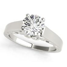 Certified 0.75 Ctw SI2/I1 Diamond 14K White Gold Solitaire Ring