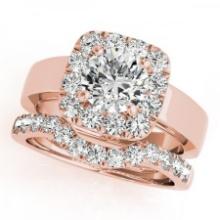 CERTIFIED 14KT ROSE GOLD 1.19 CTW J-K/VS-SI1 DIAMOND HALO BRIDAL SET