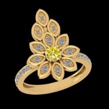 1.01 Ctw Gia certified Natural Fancy Yellow And White Diamond 14K Yellow Gold Wedding Ring