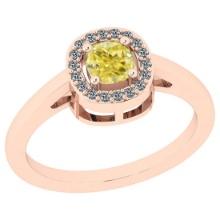 Certified 0.63 Ct GIA Certified Natural Fancy Yellow Diamond And White Diamond 14K Rose Gold Vintage