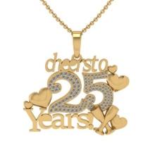 1.07 Ctw SI2/I1 Diamond 14K Yellow Gold Special Cheers to 25 Years Necklace