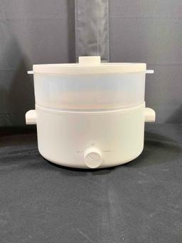 Electric Cooker, 3L Ceramic Glaze Non-stick Pot, Dual Power Multi-functional Electric Cooker,
