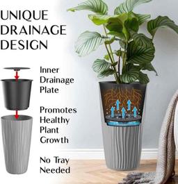 Janska by Mueller M-Resin Heavy Duty Tall Planter, Indoor/Outdoor Grande Plant, Tree, Flower Pot,