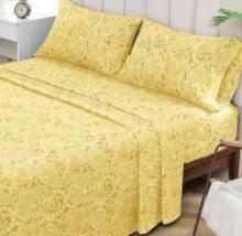 KACEMOO Bed Sheets King Size 4PC Yellow Paisley