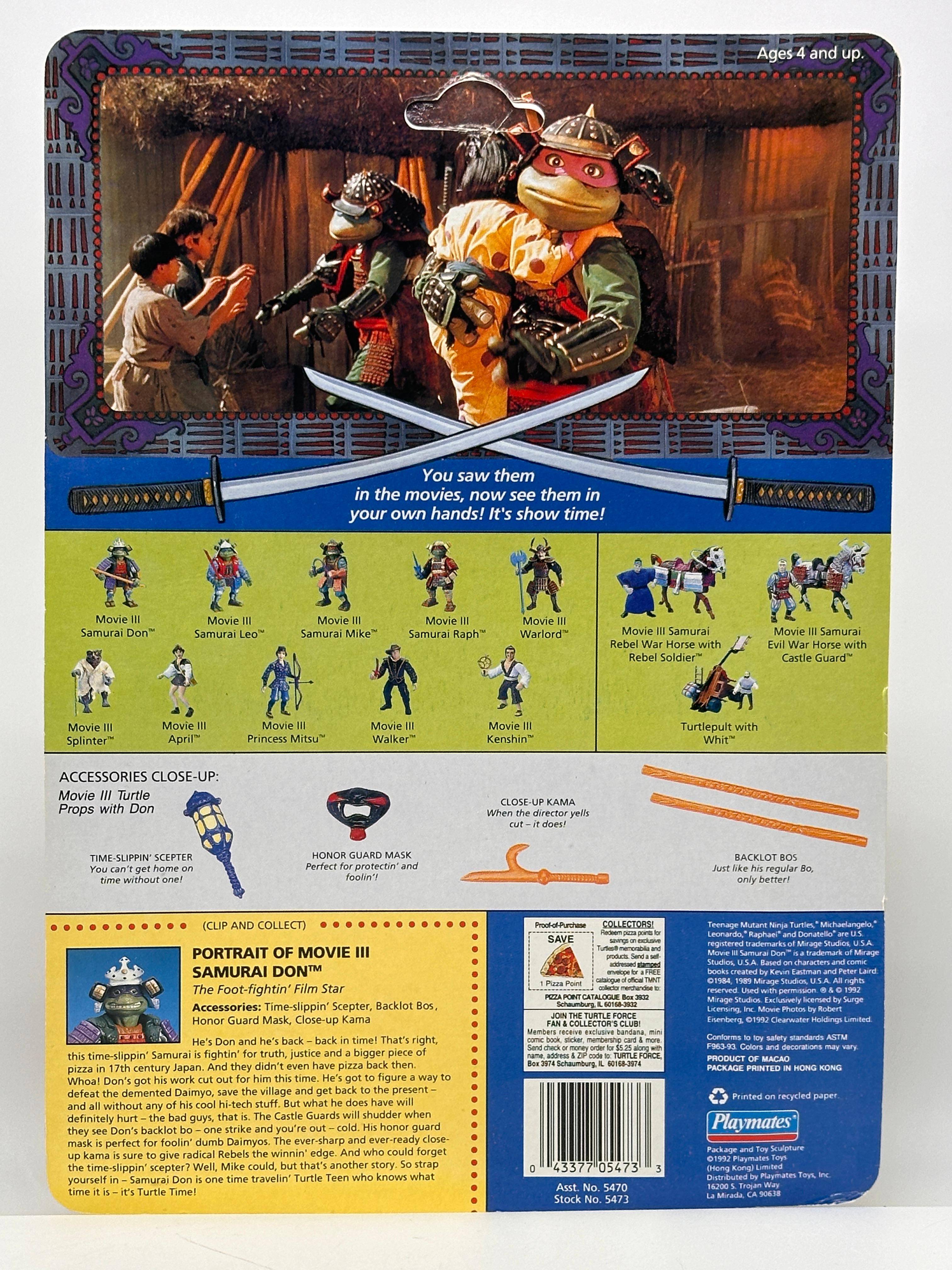1992 TMNT/Teenage Mutant Ninja Turtles Playmates Movie III Samurai Don Action Figure