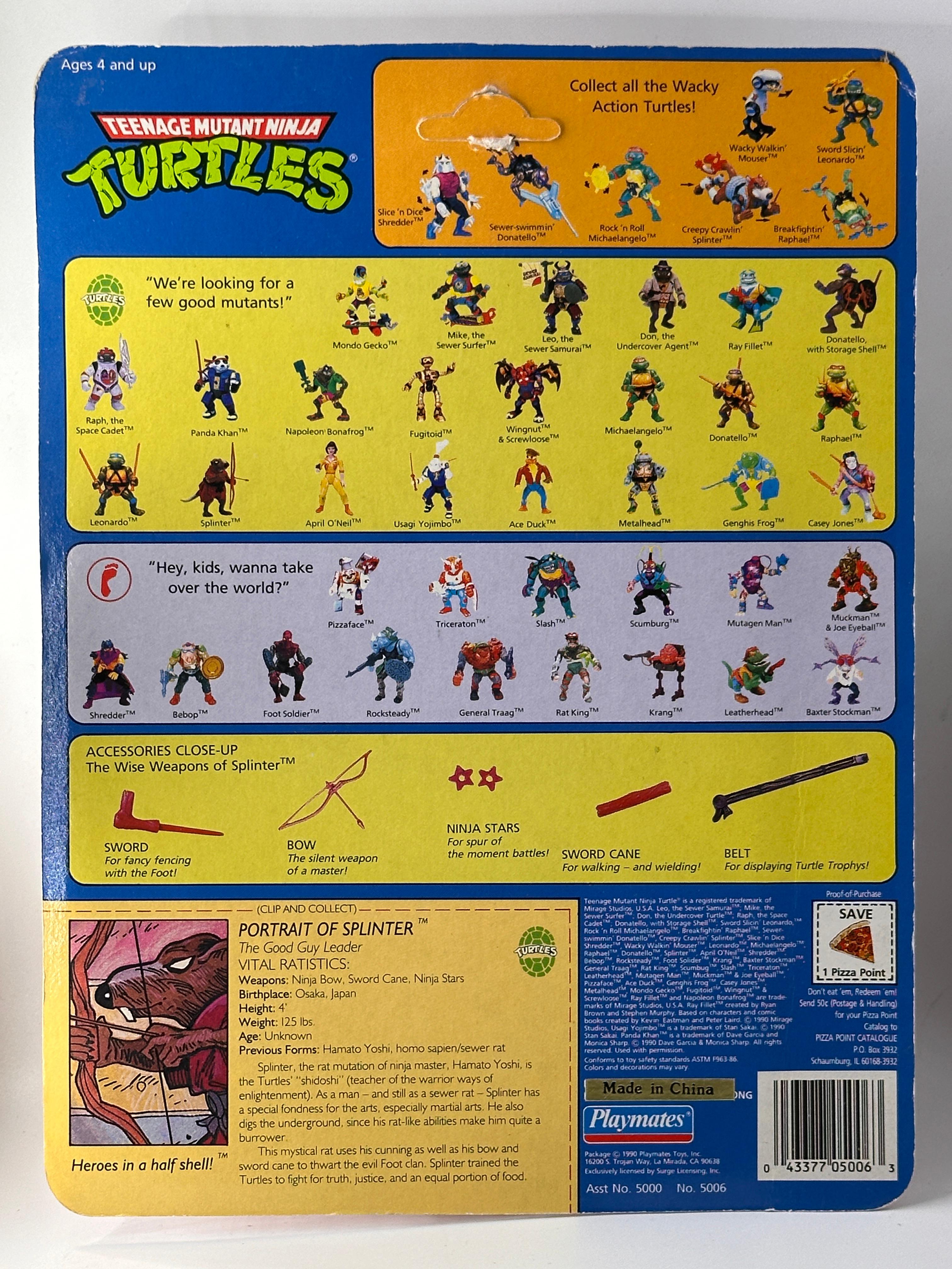 1990 TMNT/Teenage Mutant Ninja Turtles Playmates Splinter Action Figure