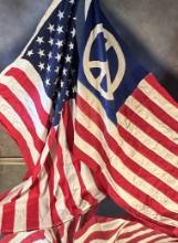 Vintage American Flag and Peace Flag