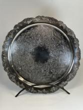 Vintage TOWLE Ornate Silver Plate Round Serving Tray Dish Platter