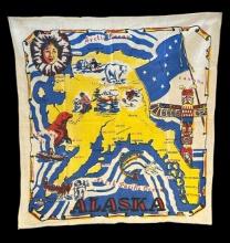 Vintage ALASKA Souvenir Tablecloth Map