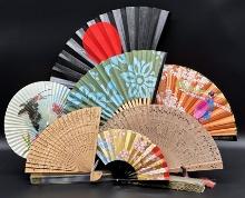 Variety of Vintage Folding Hand Fans