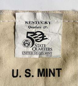 2001 U.S. Mint Sewn Bag 50 State Quarters Kentucky $25 (100-coins)