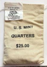 2005 U.S. Mint Sewn Bag 50 State Quarters California $25 (100-coins)