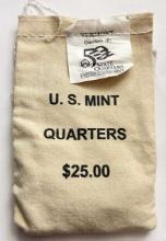 2001 U.S. Mint Sewn Bag 50 State Quarters Vermont $25 (100-coins)
