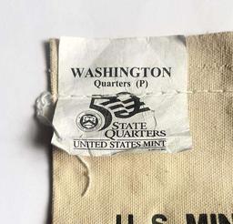 2007 U.S. Mint Sewn Bag 50 State Quarters Washington $25 (100-coins)