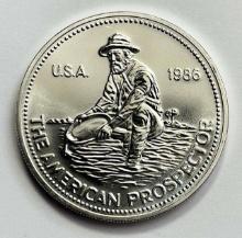 1986 Engelhard American Prospector 1 ozt .999 Fine Silver Round