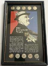 6.5"x10.5" Framed Roosevelt Years Story - 1946-1975 Roosevelt Dimes (10-coins)