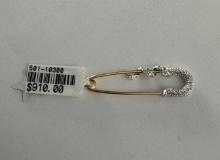 .20 14KT DIAMOND + GOLD SAFETY PIN $900 RETAIL