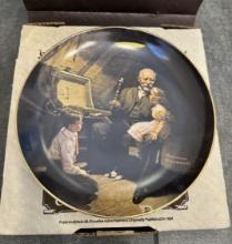 COLLECTIBLE CERAMIC PLATE - NORMAN ROCKWELL PAINT - IN ORIGINAL BOX WITH PAPERS