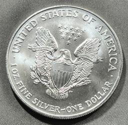 2002 US Silver Eagle Dollar Coin, .999 Fine Silver