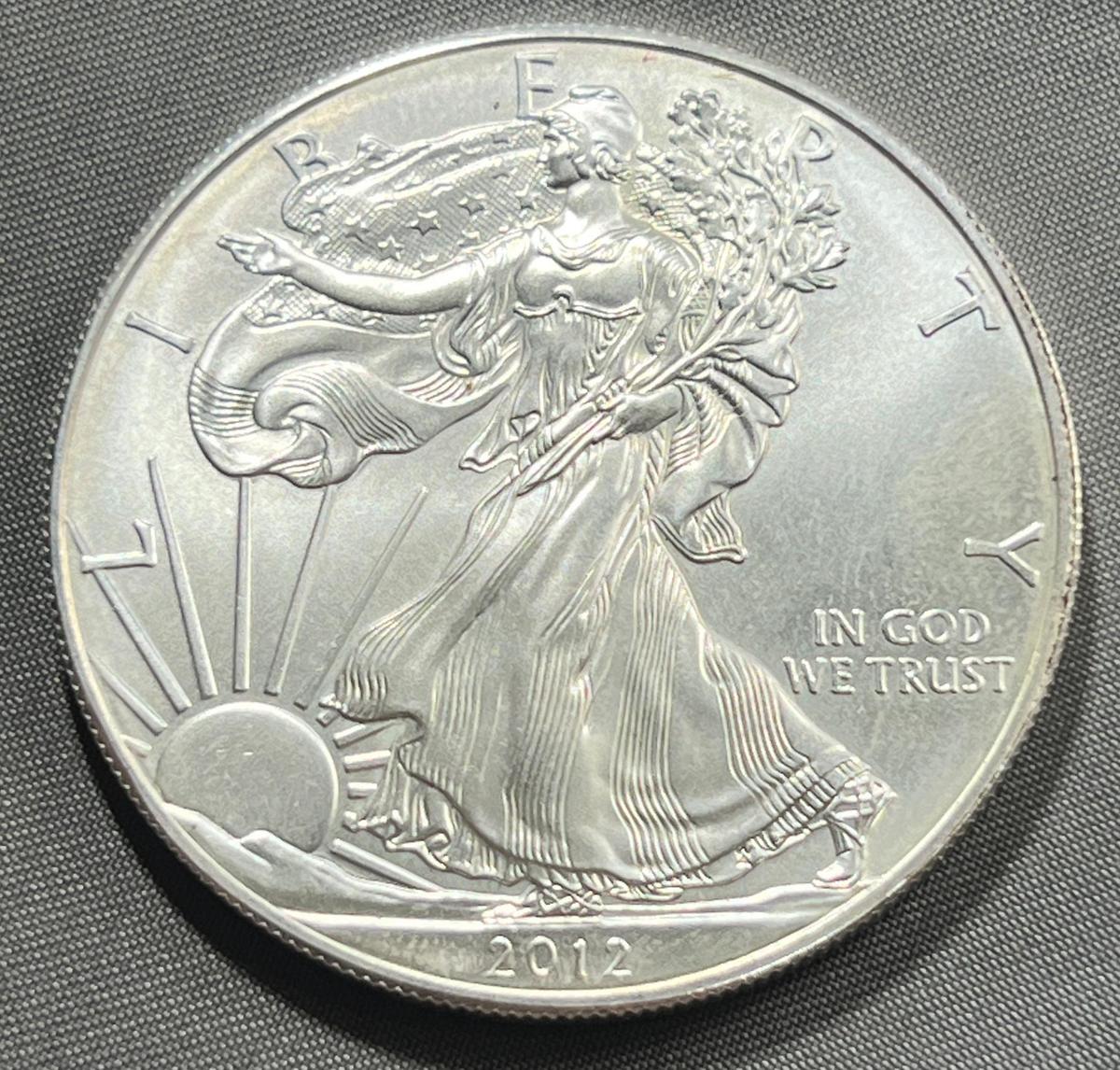 2012 US Silver Eagle Dollar Coin, .999 Fine Silver