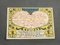 1922 Germany Notgeld 1 Mark paper note
