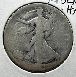 KEY DATE- 1921-D US Walking Liberty Half Dollar, 90% Silver