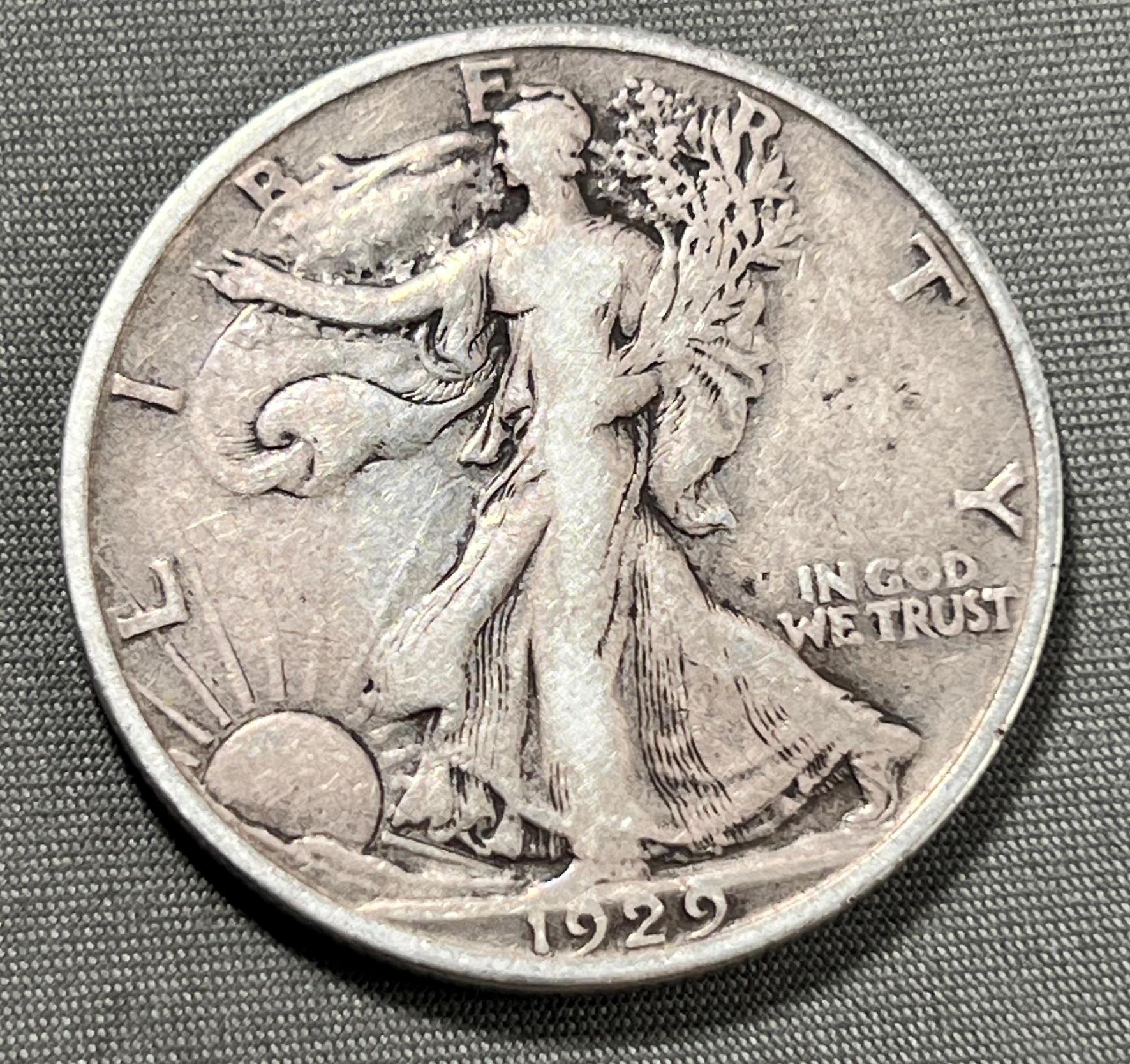 1929-S US Walking Liberty Half Dollar, 90% Silver