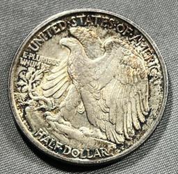 1937 US Walking Liberty Half Dollar, 90% Silver