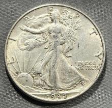 1944 US Walking Liberty Half Dollar, 90% Silver