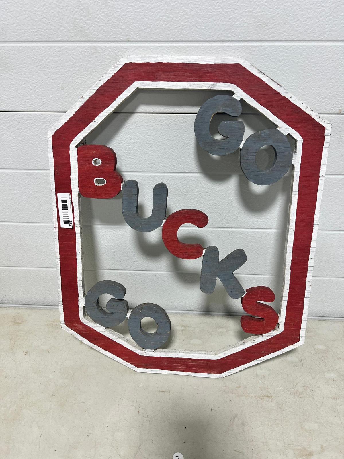Ohio State Wooden Cut out Sign 24" x 19 1/2"