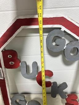 Ohio State Wooden Cut out Sign 24" x 19 1/2"
