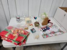 Christmas lot, older angle and choir candles, glasses, and more, TABLE NOT INCLUDED