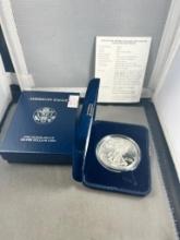 2002-W Proof US Silver Eagle in Mint box, .999 fine silver