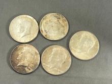 5- 1964 90% Silver Kennedy Half Dollars, SELLS TIMES THE MONEY